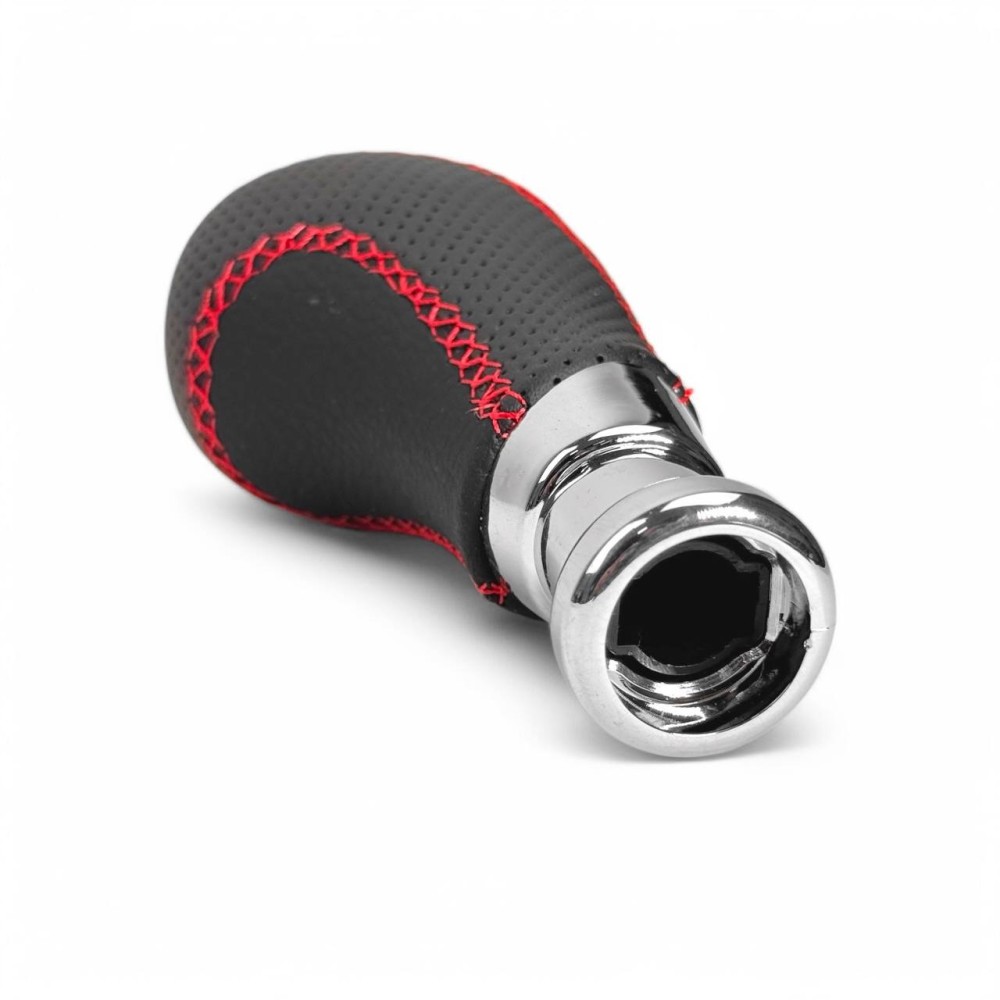 Ручка кпп 2170, 2110, 2109 кожа (r-вперед) хром/красная строчка Ручка кпп 2170, 2110, 2109 кожа (r-вперед) хром/красная строчка