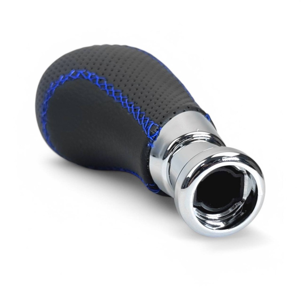 Ручка кпп 2170, 2110, 2109 кожа (r-вперед) хром/синяя строчка Ручка кпп 2170, 2110, 2109 кожа (r-вперед) хром/синяя строчка