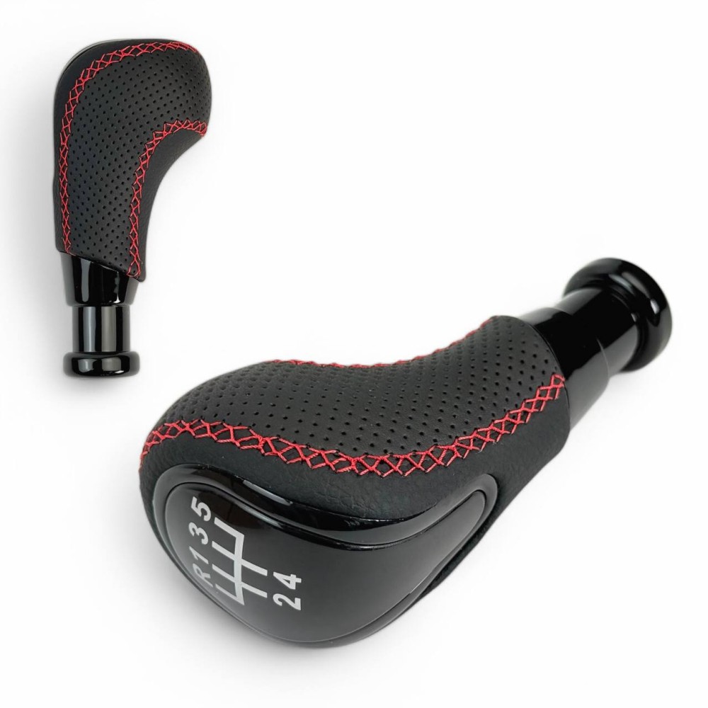 Ручка кпп 2170, 2110, 2109 кожа (r-вперед) черная/красная строчка Ручка кпп 2170, 2110, 2109 кожа (r-вперед) черная/красная строчка