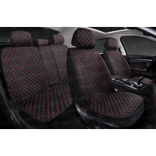 Комплект накидок на весь салон 5D Len PLUS Next, материал лен, цвет черный, строчка красная ромб Звезда