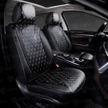 Накидки на передние сиденья GRAF NEXT 2 FRONT, материал экокожа, цвет черный, строчка белая