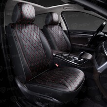 Накидки на передние сиденья GRAF NEXT 2 FRONT, материал экокожа, цвет черный, строчка красная