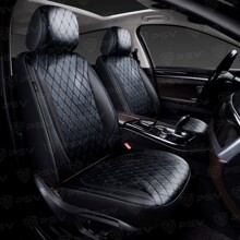 Накидки на передние сиденья GRAF NEXT 2 FRONT, материал экокожа, цвет черный, строчка синяя