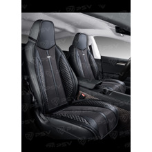Накидки на передние сиденья FRONT SILUET 1, цвет черный, строчка белая (1 шт)