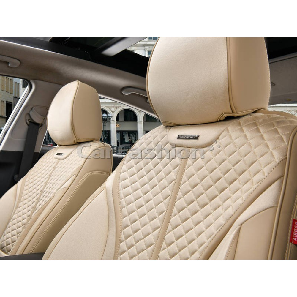 Комплект чехлов на весь салон 5D RIDER PLUS, каркасные цвет бежевый, строчка бежевая, кант бежевый Комплект чехлов на весь салон 5D RIDER PLUS, каркасные цвет бежевый, строчка бежевая, кант бежевый