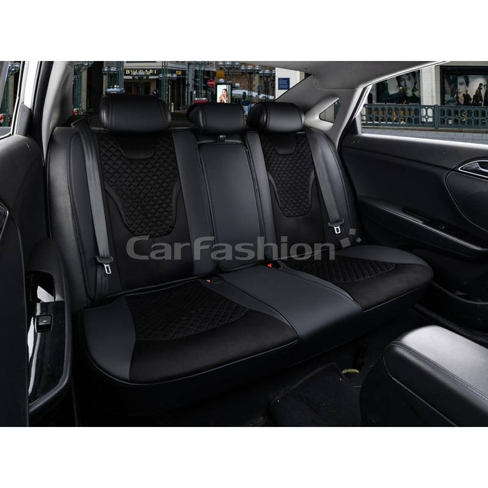 Комплект чехлов на весь салон 5D RIDER PLUS, каркасные цвет черный, строчка черная, кант черный Комплект чехлов на весь салон 5D RIDER PLUS, каркасные цвет черный, строчка черная, кант черный