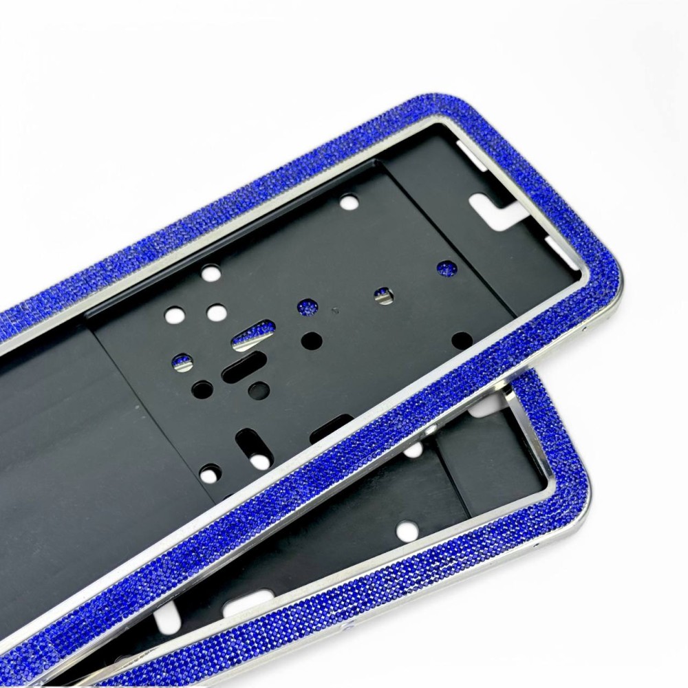 Рамка номерного знака со стразами синий (1шт) Рамка номерного знака со стразами синий (1шт)