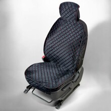 Комплект накидок на передние сиденья 3D Galaxy ULTRA FRONT, материал Велюр, цвет черный, строчка красная, кант черный