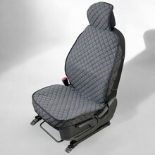 Комплект накидок на передние сиденья LEX LIGHT 3D FRONT, закрытые бока, лен, цвет черный, строчка черная, кант черный