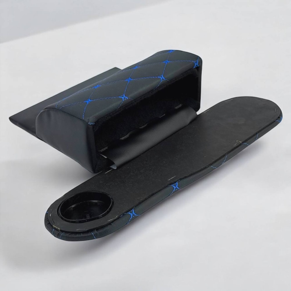 Подлокотник газель на дверь с бардачком, комплект левый + правый, цвет черный, строчка синяя Подлокотник газель на дверь с бардачком, комплект левый + правый, цвет черный, строчка синяя