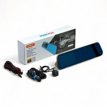 V-27 Видеорегистратор зеркало fo-g41, цвет рамки золотой + камера заднего вида