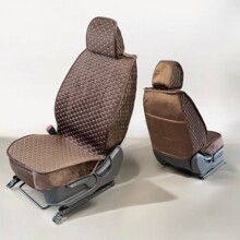 Комплект накидок на весь салон ромб plus, закрытые бока гармошка, ткань велюр, звезда, цвет коричневый, строчка коричневая, кант коричневый