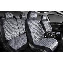 Комплект накидок на весь салон 3D Romb Next PLUS, материал Велюр, цвет черный, строчка серая, кант черный