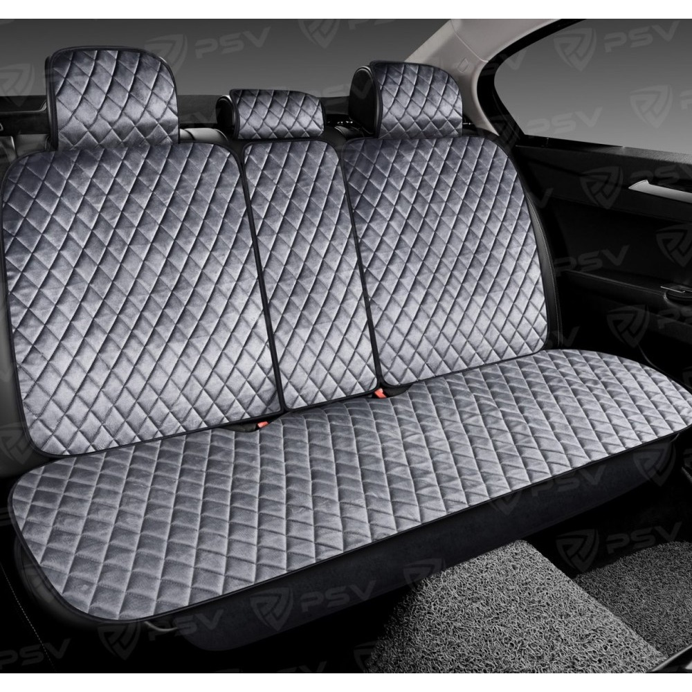 Комплект накидок на весь салон 3D Romb Next PLUS, материал Велюр, цвет черный, строчка серая, кант черный Комплект накидок на весь салон 3D Romb Next PLUS, материал Велюр, цвет черный, строчка серая, кант черный