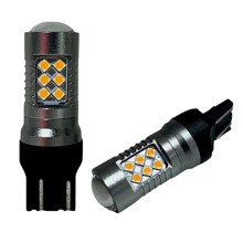 Светодиод T20 7443 (W21/5W) 24 SMD 3030 CANBUS +/- Bi 12-24V желтая