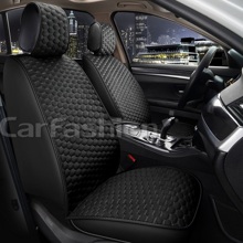 Накидки на передние сиденья FRONT SOTA, велюр, цвет черный, строчка серая, кант черный