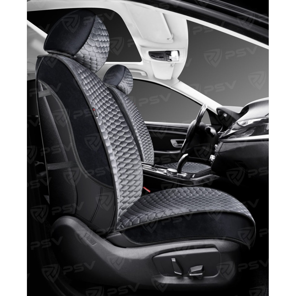 Комплект накидок на весь салон 3D SOTA Next PLUS, материал Велюр, цвет черный-серый, строчка серая, кант черный Комплект накидок на весь салон 3D SOTA Next PLUS, материал Велюр, цвет черный-серый, строчка серая, кант черный