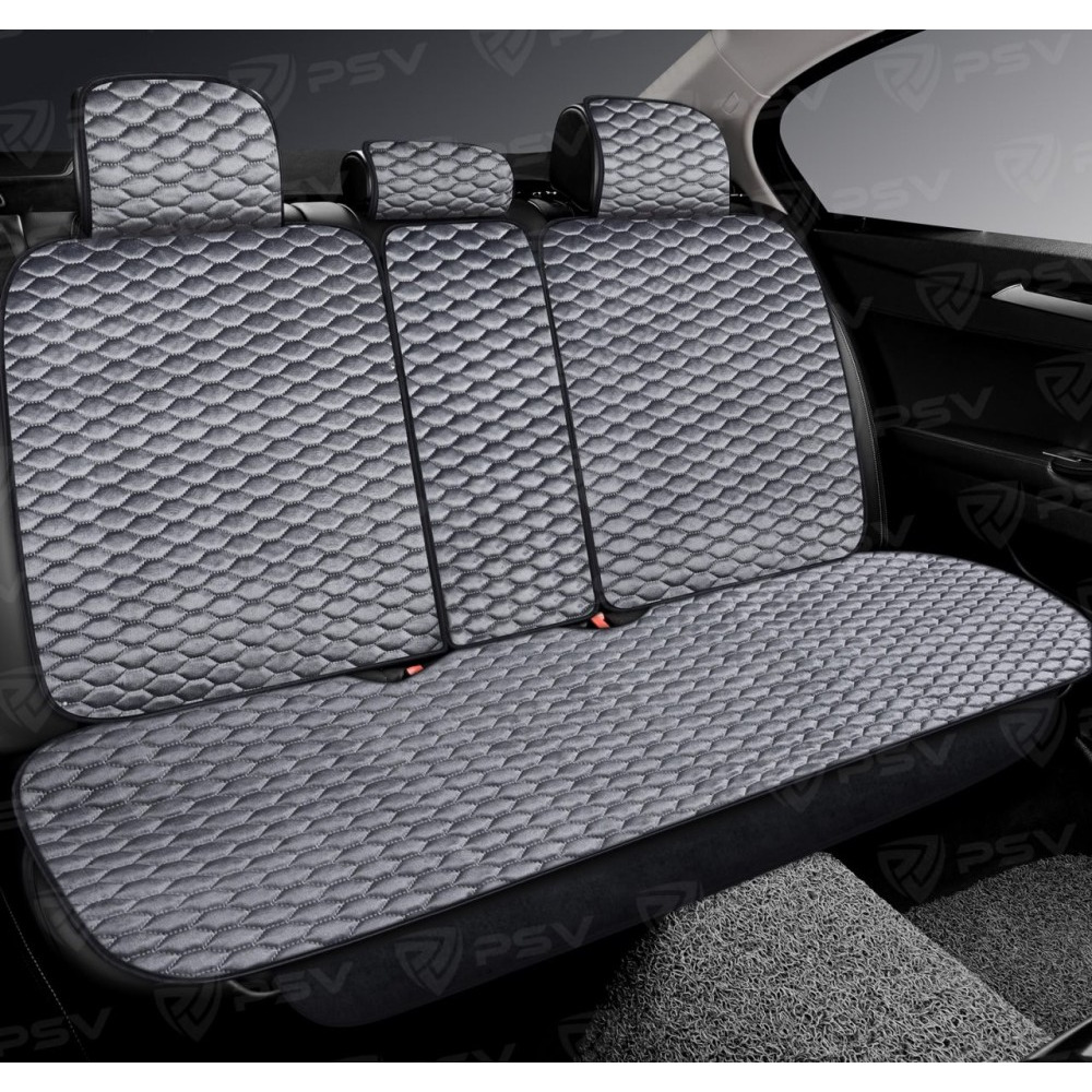 Комплект накидок на весь салон 3D SOTA Next PLUS, материал Велюр, цвет черный-серый, строчка серая, кант черный Комплект накидок на весь салон 3D SOTA Next PLUS, материал Велюр, цвет черный-серый, строчка серая, кант черный