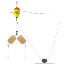 Поплавок убийца толстолобика №6: EVA-поплавок 60гр, оснастка л-образная, 2 крючка Iseama №15, грузило свинцовое 40г