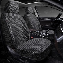 Накидки на передние сиденья 5D Xolodok 2 FRONT, материал холодок, цвет черный, строчка белая, кант черный