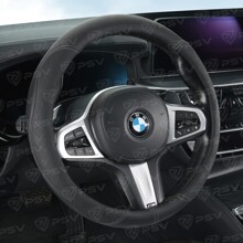 Оплетка эко-кожа BEVER, цвет черный, строчка белая, размер M