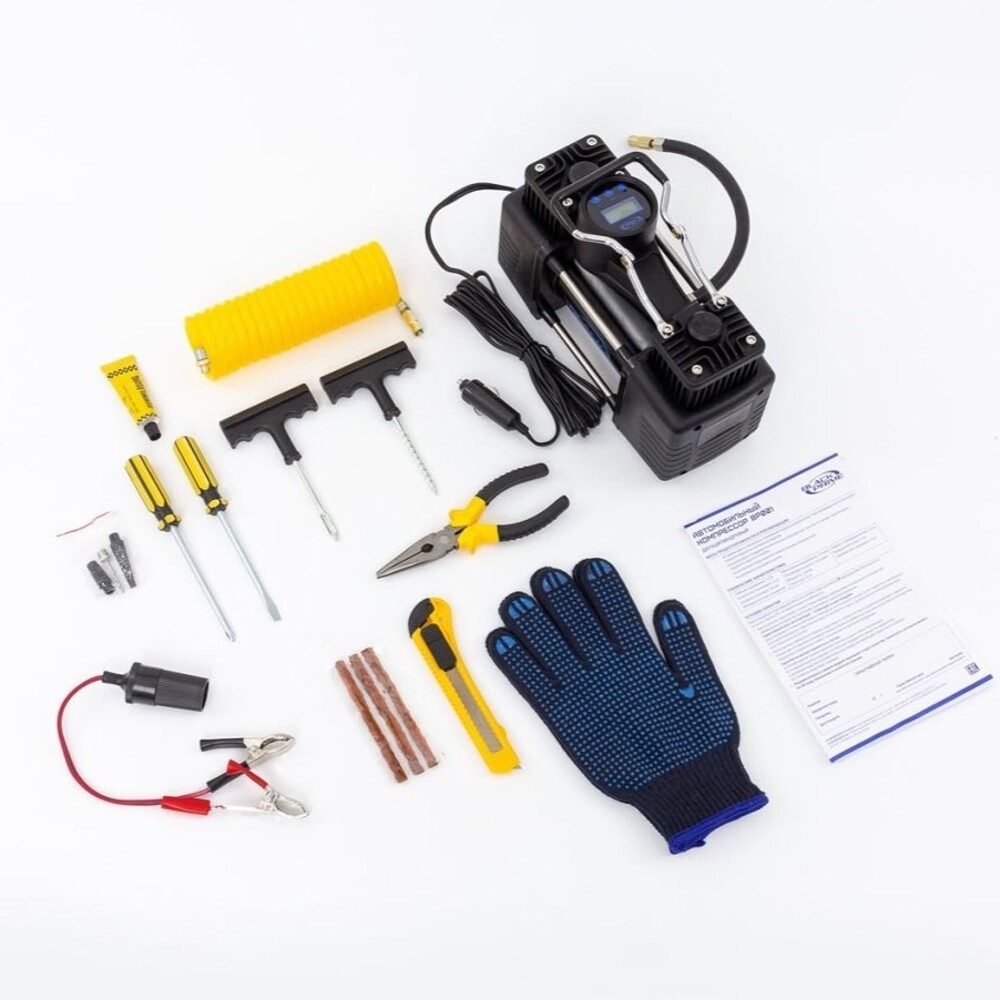 Компрессор 65 л/мин BP001 двухпоршневой с инструментами и цифровым дисплеем, автостоп Компрессор 65 л/мин BP001 двухпоршневой с инструментами и цифровым дисплеем, автостоп