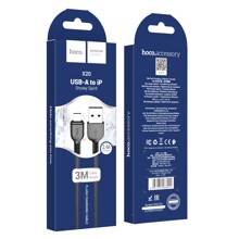 Телефонный кабель для IPhone - USB, 3 м, 2,4 A, материал нейлон, цвет черный