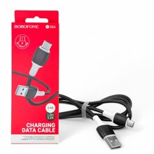 Телефонный кабель для Micro USB - USB, 1 м, 2,4 A, материал PVC, цвет черный