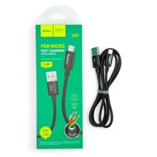 Телефонный кабель micro usb/android, 1 м, 2,4 A, нейлоновая оплетка, цвет черный/25