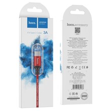 Телефонный кабель type-c-usb, 2 м, 2 A, нейлоновая оплетка, цвет черный/красный