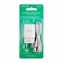 Телефонное сетевое зу 1 usb, 2.1 a, + провод Micro USB, цвет белый