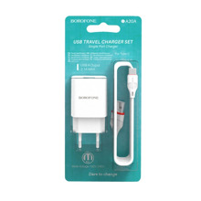 Телефонное сетевое зу 1 usb, 2.1 a, цвет белый +провод TYPE-C