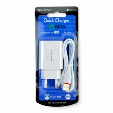 Телефонное сетевое зу 1 usb, qc 3.0, 18w, + провод MICRO, цвет белый