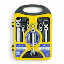 Набор ключей комбинированных трещоточных 7 шт шарнирные в кейсе