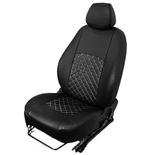 Комплект чехлов на весь салон для газель - 3 мест, Экокожа, ромб, цвет чёрный/чёрный/белый