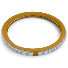 Оплетка из эко-кожи цвет бежевый стразы белый