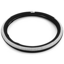 Оплетка из эко-кожи цвет черный стразы белые лебедь