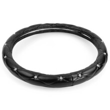 Оплетка из эко-кожа цвет черный стразы корона