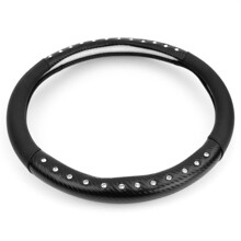 Оплетка из эко-кожи цвет черный стразы серебро 12 шт