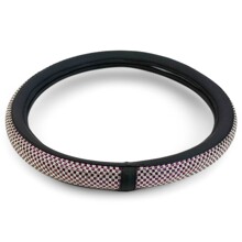 Оплетка из эко-кожи цвет черный стразы фиолетовые