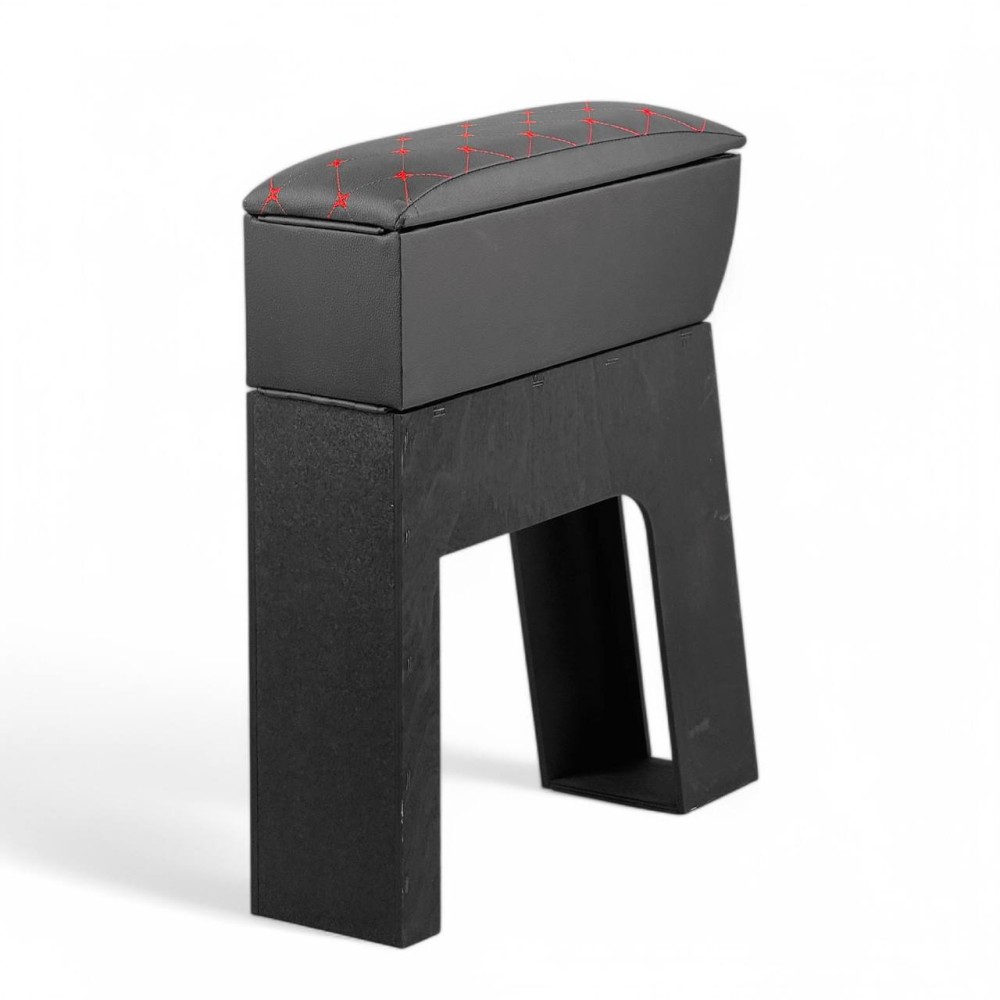 Подлокотник для газели 3302 с подстаканником, цвет черный, строчка красная, ромб черный Подлокотник для газели 3302 с подстаканником, цвет черный, строчка красная, ромб черный