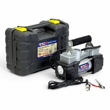 Компрессор 90 л/мин AC - 803 двухпоршневой, с фонарем в кейсе + шиномонтажный инструмент