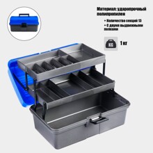 Ящик для снастей двухполочный, цвет синий