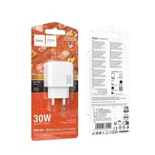 Телефонное сетевое pd 1 type-c(30w)+ 1 usb 3.0 quick charger, цвет белый