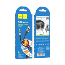 Телефонный кабель aux аудио Type-C 3,5мм A-A, материал нейлон, цвет черный