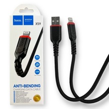 Телефонный кабель для IPhone - USB, 1 м, 2,4 A, в матерчатой обмотке, цвет черный/красный