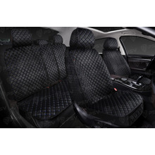 Комплект накидок на весь салон 5D Velur Next PLUS, материал велюр, ромб звезда, цвет черный, строчка синяя, кант черный