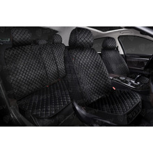 Комплект накидок на весь салон 5D Velur Next PLUS, материал велюр, ромб звезда, цвет черный, строчка черный, кант черный