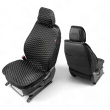 Комплект накидок на весь салон ICE COMFOR, ткань Холодок, бока-гармошка, спинка Экокожа, цвет черный, строчка черная, кант черный