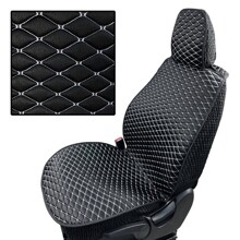 Комплект накидок на весь салон холодок cube, ткань Атлас, бока-гармошка, спинка Экокожа, цвет черный, строчка белая, кант черный